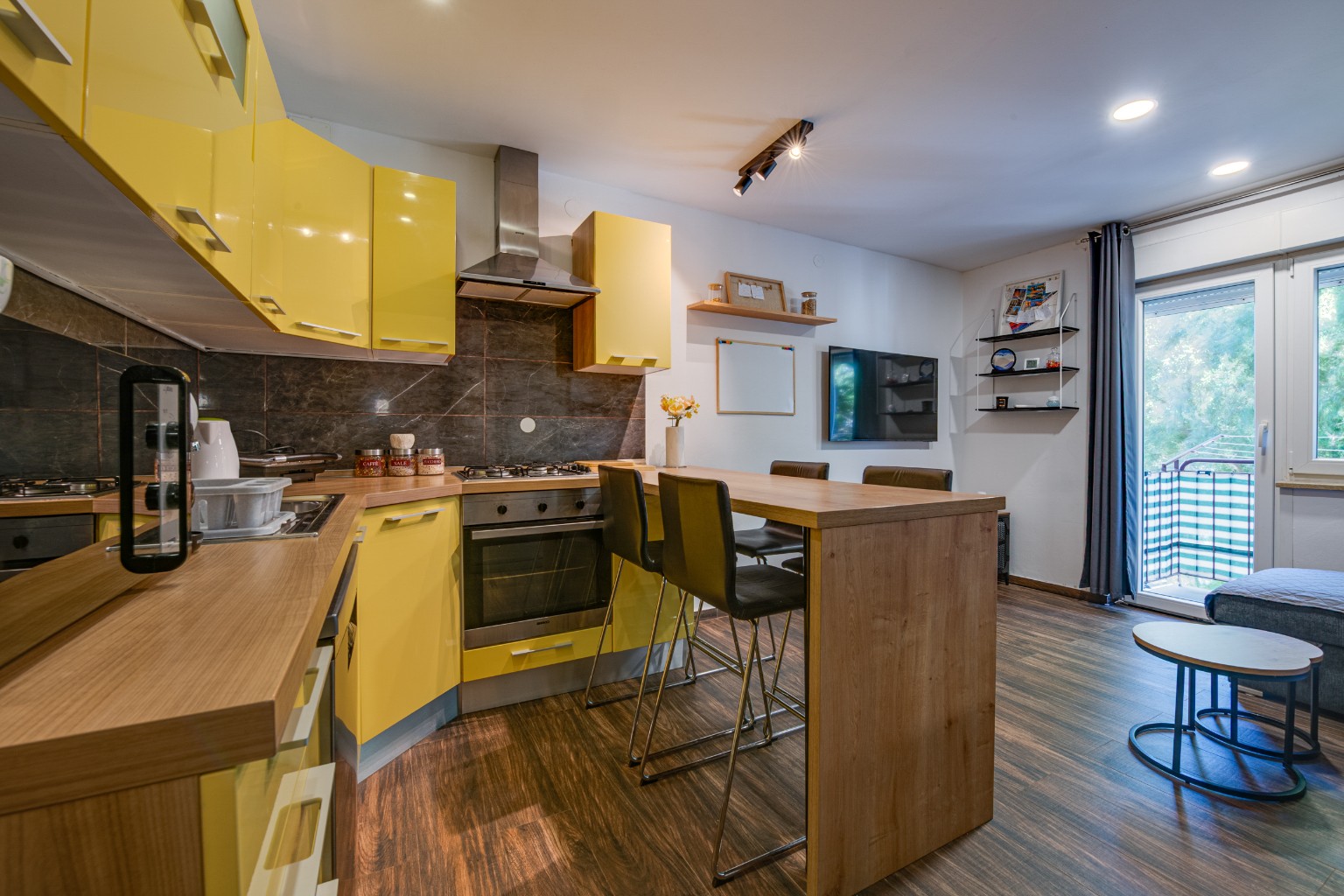 Kitchen and dining island